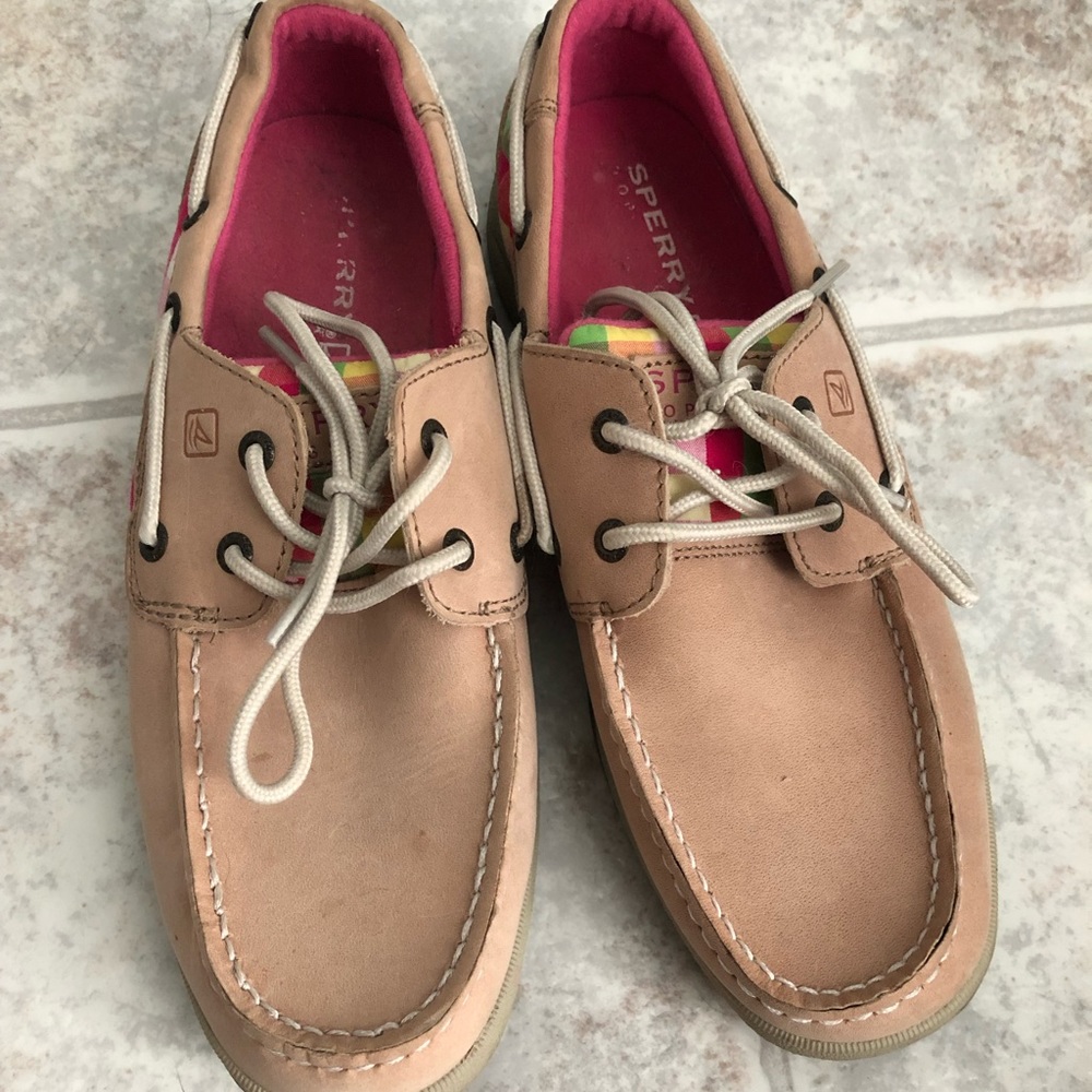 Girls Youth plaid Sperrys size 5.5